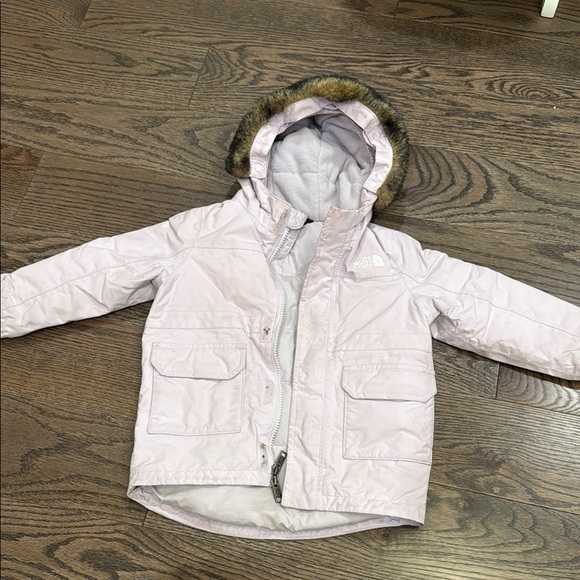 The North Face Light Pink Jacket with Faux Fur Hood 2T toddler parka - Picture 1 of 12